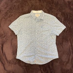 Blue flower design large men’s short sleeve button down shirt